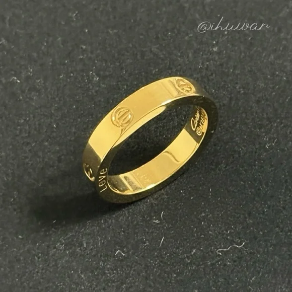 18K Gold Plated Gold Love Screw Ring Size 9 - Picture 3 of 5